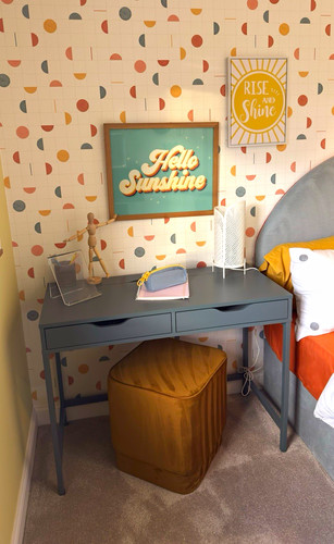 Grey freestanding writing desk - writing,