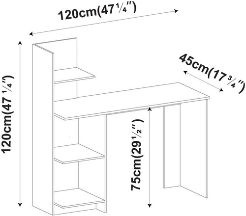 Computer desk 120cm white - white, 4