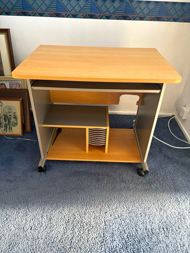 Beech grey computer desk - &,