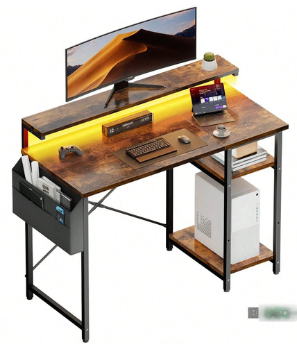 Computer desk with led lights - with,